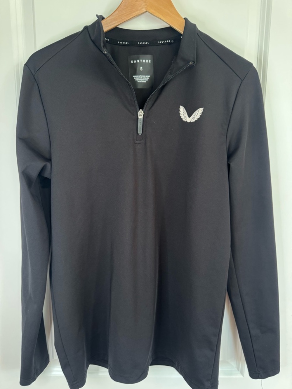 Castore Mens Performance 1/4 Zip Pullover Black Athletic Long Sleeve Top  S